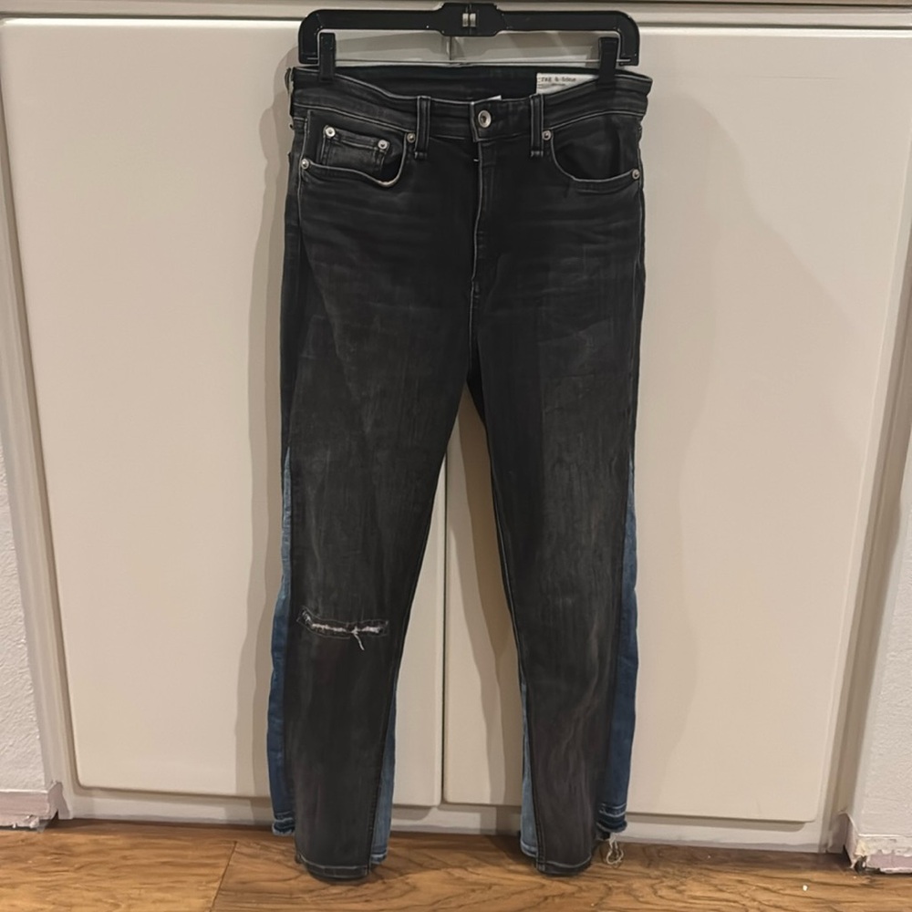 Rag & Bone Nina High rise ankle cigarette 2 tone stretch Jean